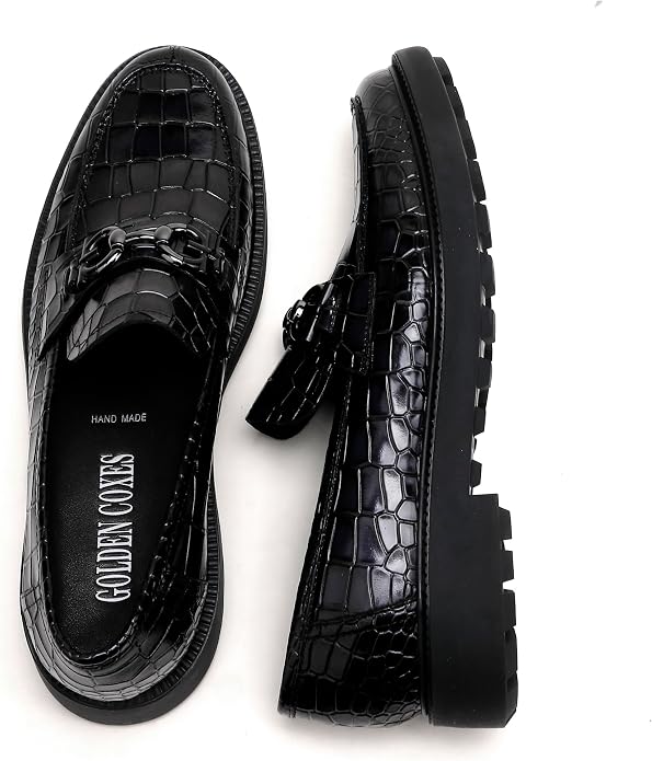 Premium Men's Crocodile Printed Leather Dress Shoes Classic Casual Business Buckle Slip-On Penny Loafer Wedding Shoes Zevon