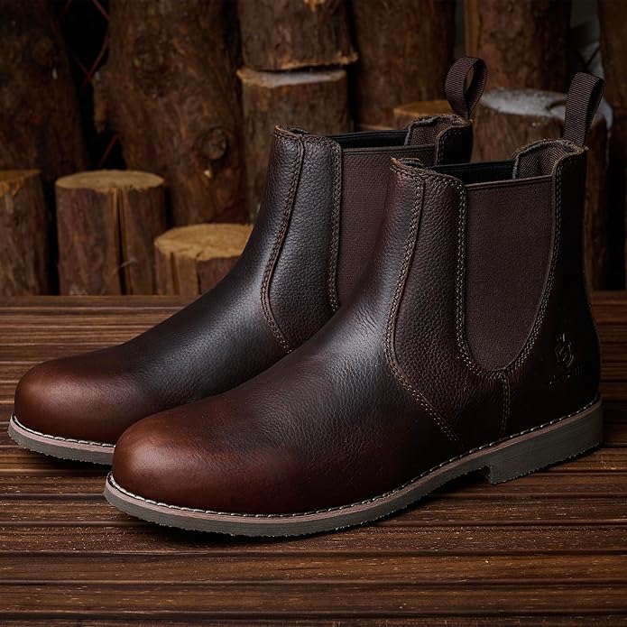 Men's Handmade Classic Genuine Cowhide Leather Chelsea Boots Casual Slip-On Fashion Ankle Boots Zevon