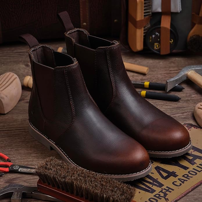 Men's Handmade Classic Genuine Cowhide Leather Chelsea Boots Casual Slip-On Fashion Ankle Boots Zevon